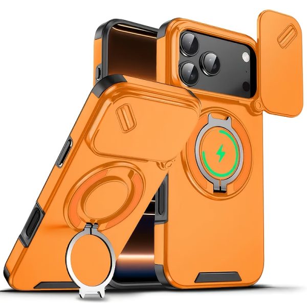 Husă Telefon - Seria Lingke este potrivită pentru iPhone 17, 16, 15, 14, 13, 12, 11 Pro Max și seria 14, 16 Plus, având o husă de protecție pentru telefon cu suport multifuncțional metalic, rezistentă la șocuri, rotativă 360°