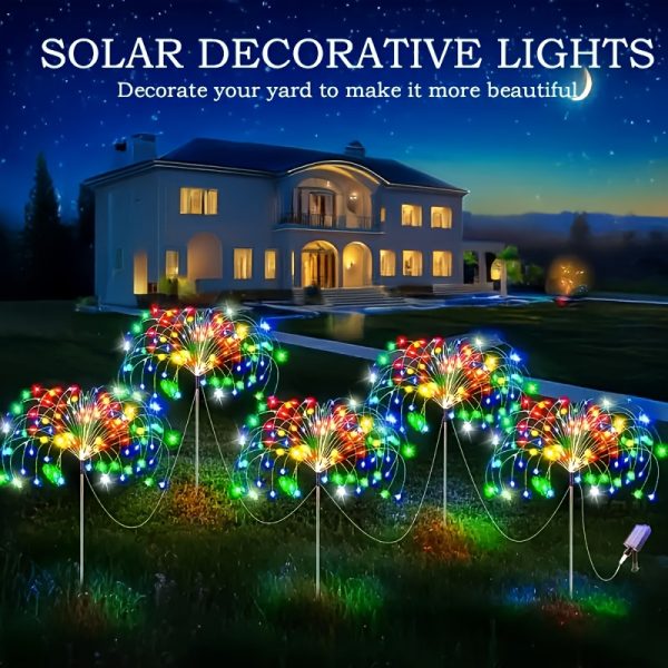 Set de 5 lumini solare cu efect de artificii, 300/400 LED, 8 moduri de iluminat ,alimentare solară .