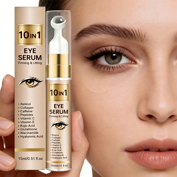 Cremă de ochi instantă pentru fermitate 10-în-1 conține retinol, colagen și cafeină, oferind hidratare și iluminând tenul, în timp ce netezește liniile fine din jurul ochilor, revigorând strălucirea tenului - un bej deschis, hidratare zilnică pentru îngrijirea ochilor.