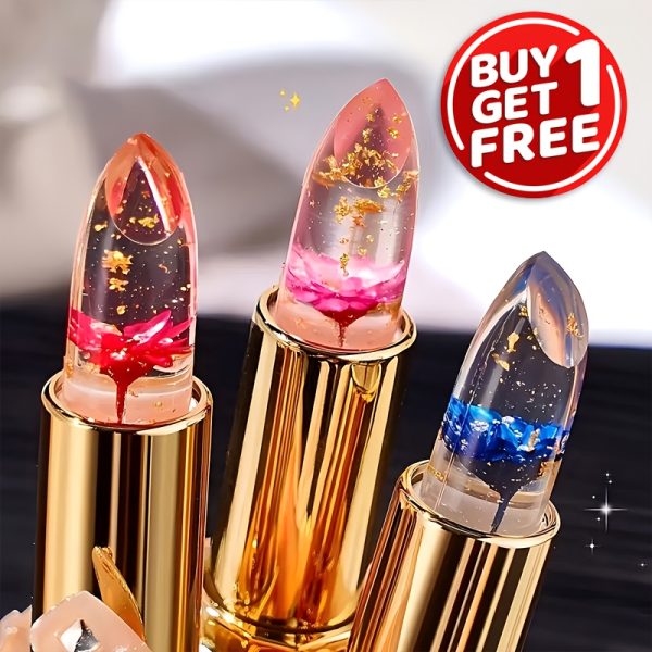 Set de 2 Rujuri Jelly cu Flori de Cristal, schimbare culoare la temperatură