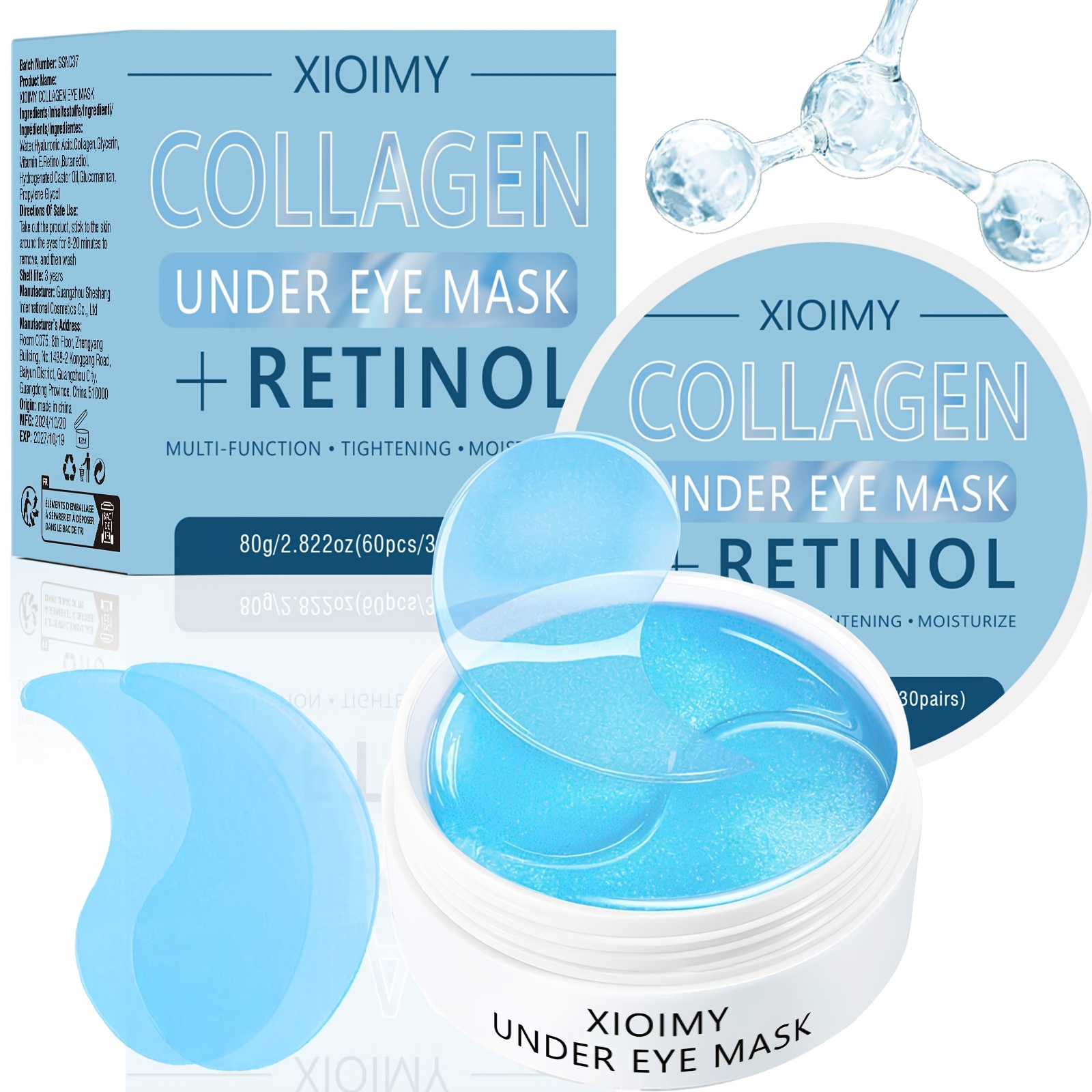 product-fancy-d060ce93-1503-4c9b-9443-2b65da74d63f Mască de ochi cu colagen și retinol_60 bucăți . Hidratare puternică, profundă, Face pielea din jurul ochilor mai delicată și fermă, conferă strălucire pielii din jurul ochilor . - Imagine 1