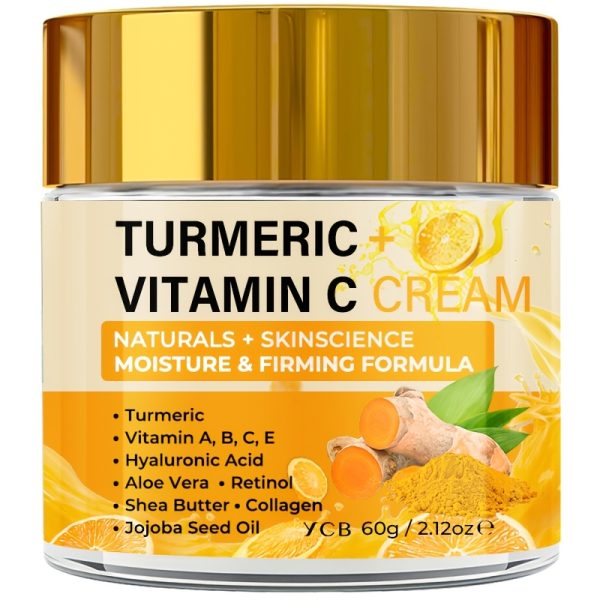 YCB Cremă Hhdratantă de Zi și Noapte cu curcuma, Vitamina C, Acid hialuronic, retinol, colagen, Vitamina E - Formulă Neușoară, Potrivită pentru toate tipurile de piele, Utilizare Zi și Noapte .
