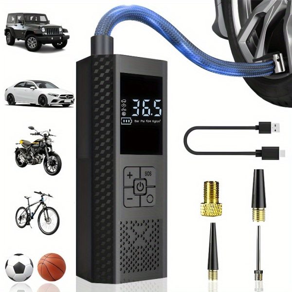 Compresor portabil pentru anvelope, pompă auto pentru anvelope 150 PSI, umflator inteligent One-Touch pentru vehicule, motociclete, biciclete și multe altele, echipat cu manometru și lumină LED